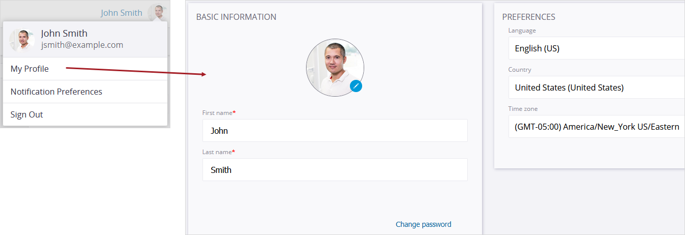 User profile page